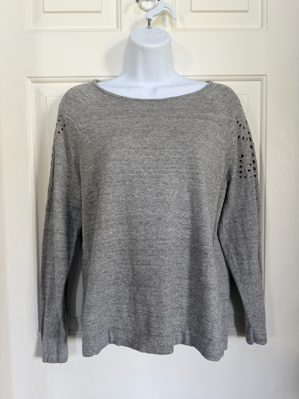 LOFT Gray Knit Top with Subtle Texture